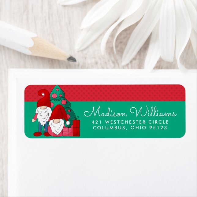 MERRY CHRISTMAS | Cute Holiday Gnomes Return Address Label (Insitu)