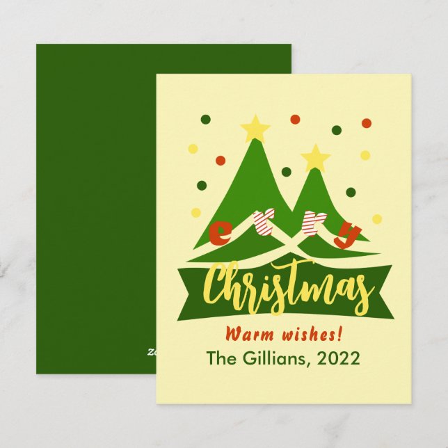 Merry christmas cute holiday tree  card (Front/Back)