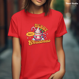 Merry Christmas Cute Hot Chocolate Mug Family T-Shirt