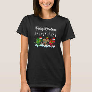 Merry Christmas Cute Kangaroo  Xmas Leopard Plaid T-Shirt