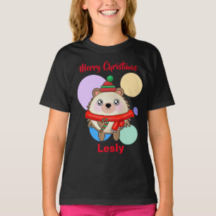Merry Christmas Cute Kawaii Friendly Hedgehog T-Shirt