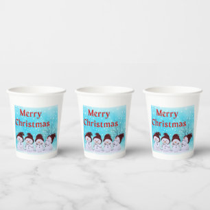 Merry Christmas Cute Little Snowmen      Paper Cups