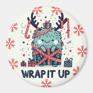 Merry Christmas Cute monster gift wrapped Magnet