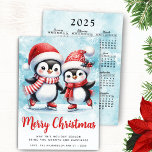 Merry Christmas Cute Penguin Ice Skaters Red Blue Holiday Card<br><div class="desc">Let this festive blue and red holiday card that features cute penguin ice skaters help you send your loved ones the warmest wishes and greetings. This cheerful Christmas card with the saying "Merry Christmas" has a template text where you can type your greetings, family name, and year. On the backside,...</div>