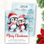 Merry Christmas Cute Penguin Ice Skaters Red Blue Holiday Card<br><div class="desc">Let this festive blue and red holiday card that features cute penguin ice skaters help you send your loved ones the warmest wishes and greetings. This cheerful Christmas card with the saying "Merry Christmas" has a template text where you can type your greetings, family name, and year. On the backside,...</div>