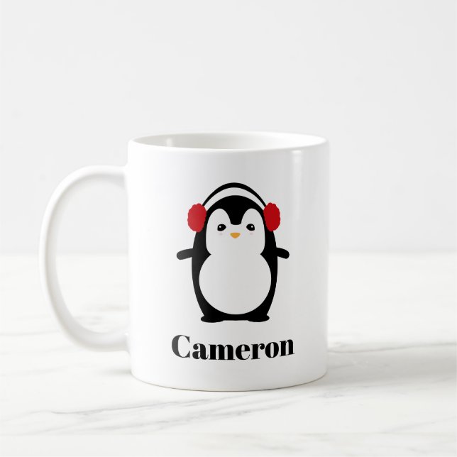 Merry Christmas Cute Penguin Mug personalised (Left)