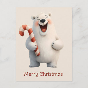 Merry Christmas Cute Polar Bear Design Postcard