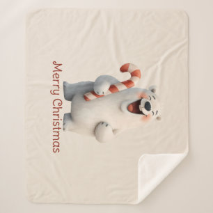 Merry Christmas Cute Polar Bear Design Sherpa Blanket