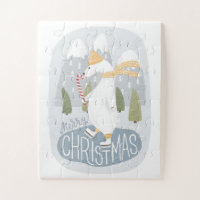 Merry Christmas. Cute polar bear. Funny animal