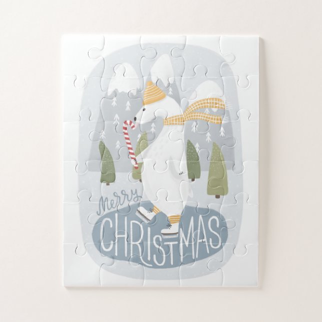 Merry Christmas. Cute polar bear. Funny animal Jigsaw Puzzle (Vertical)
