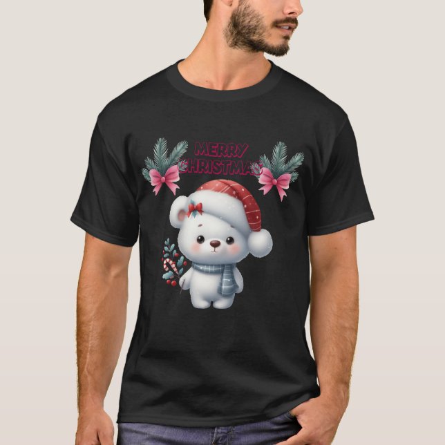 Merry Christmas cute polar bear T-Shirt (Front)