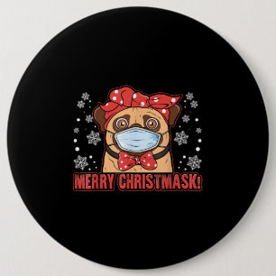Merry Christmas Cute Pug Dog Breed Furry 6 Cm Round Badge