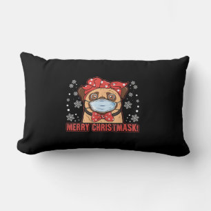 Merry Christmas Cute Pug Dog Breed Furry Lumbar Cushion
