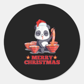 Merry Christmas Cute Ramen Panda Japanese Noodles Classic Round Sticker