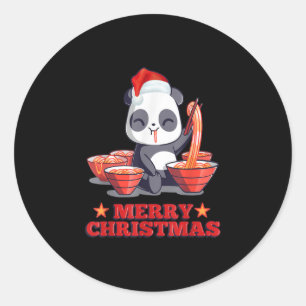 Merry Christmas Cute Ramen Panda Japanese Noodles Classic Round Sticker