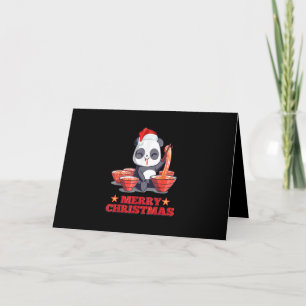 Merry Christmas Cute Ramen Panda Japanese Noodles Holiday Card