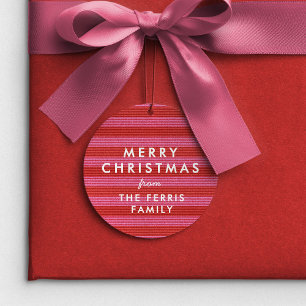 Merry Christmas cute red pink stripe holiday gift Favour Tags