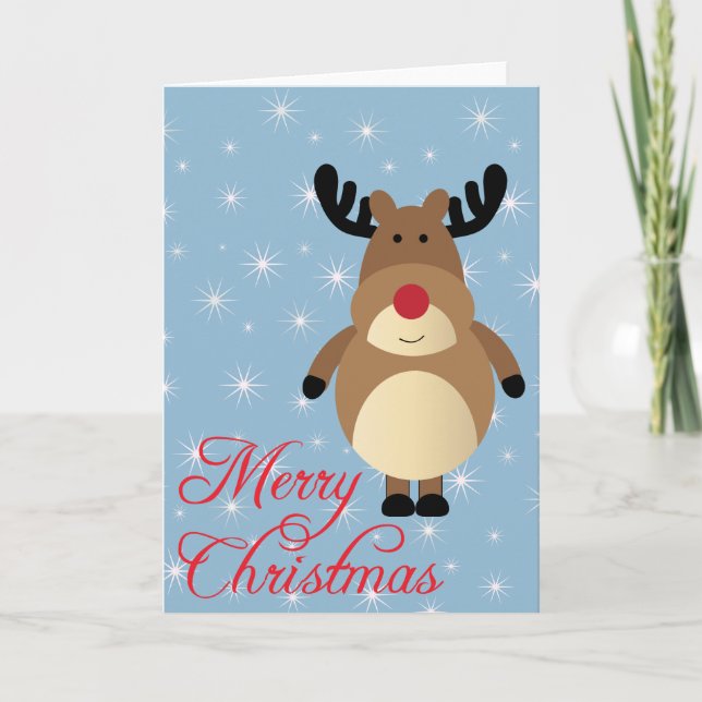 Merry Christmas Cute Reindeer Card (Front)
