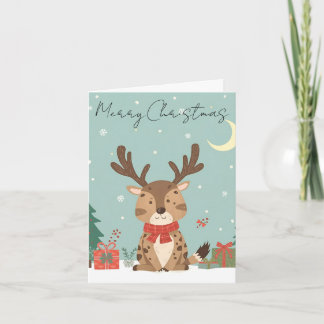 Merry Christmas Cute Reindeer Christmas Card