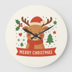 Merry Christmas cute reindeer clock
