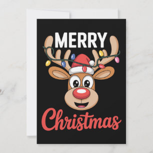 Merry Christmas Cute Reindeer Family Holiday Xmas Card