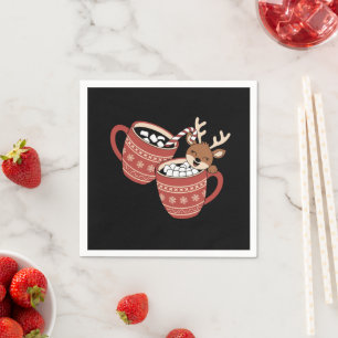 Merry Christmas Cute Reindeer Family Xmas Coffee Napkin