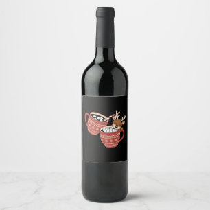 Merry Christmas Cute Reindeer Family Xmas Coffee Wine Label