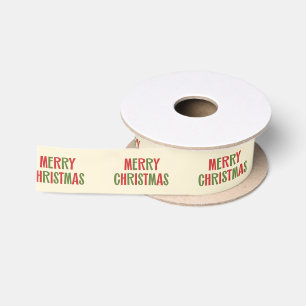 Merry Christmas Cute Retro Typography Satin Ribbon