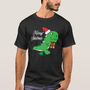 Merry Christmas Cute Rex Dinosaur X-Mas Boy Girls T-Shirt