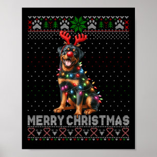 Merry Christmas Cute Rottweiler Dog Lover Ugly Xma Poster