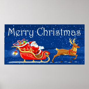 Merry Christmas Cute Santa Claus Cartoon Poster