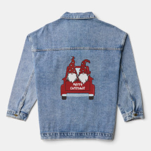 Merry Christmas Cute Santa Claus Retro Groovy Xmas Denim Jacket