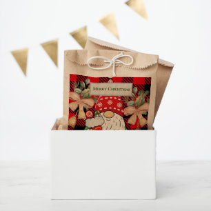 Merry christmas Cute Santa Red traditional tartan Favour Bag
