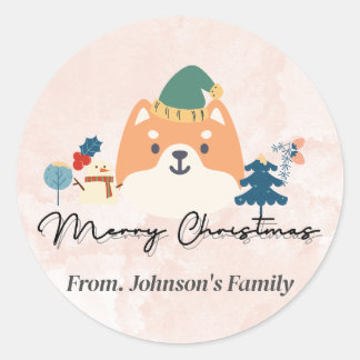 Merry Christmas cute Shiba dog gift stickers