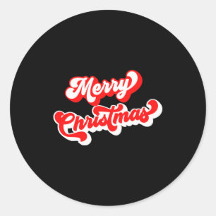 Merry Christmas Cute Simple Retro Calligraphy Red Classic Round Sticker