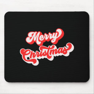 Merry Christmas Cute Simple Retro Calligraphy Red Mouse Pad