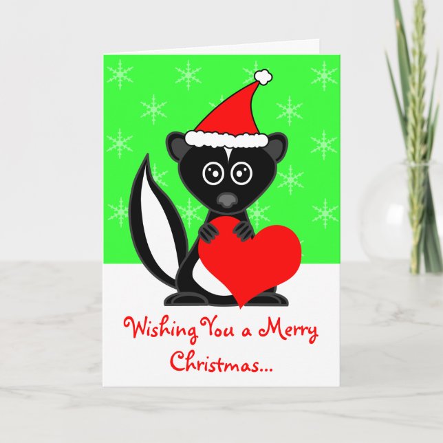 Merry Christmas Cute Skunk Greeting Card (Front)