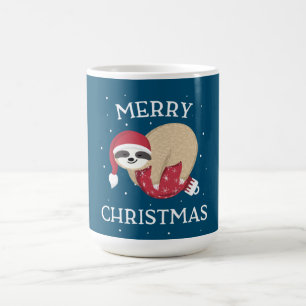 Merry Christmas Cute Sloth Funny Santa Women Girls Coffee Mug