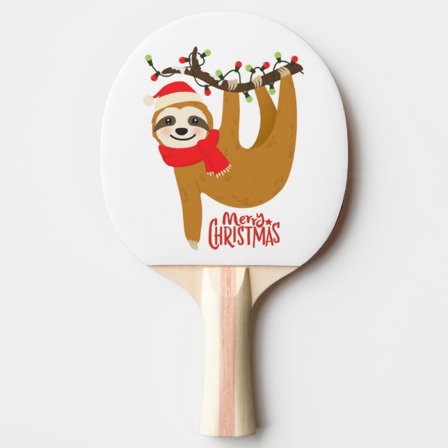 Merry Christmas Cute Sloth Holidays Ping Pong Paddle (Front)