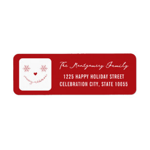 Merry Christmas Cute Smiley Face Holiday Address Return Address Label
