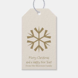 Merry Christmas cute snowflake custom gold cream Gift Tags