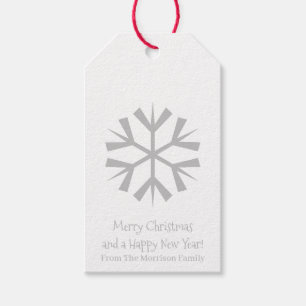 Merry Christmas cute snowflake custom grey white Gift Tags