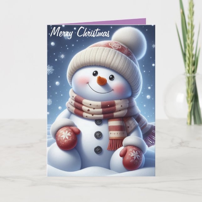 Merry Christmas Cute snowman  Card (Front)