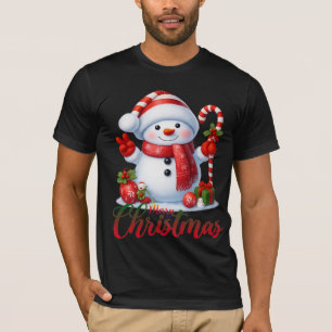 Merry Christmas Cute Snowman Illustration Tee