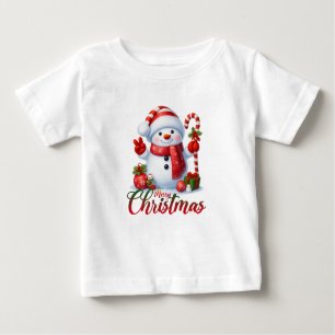 Merry Christmas Cute Snowman Illustration Tee