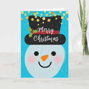 Merry Christmas Cute Snowman in Winter Card