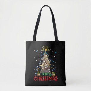 Merry Christmas Cute Snowman Printed Canvas Xmas Tote Bag
