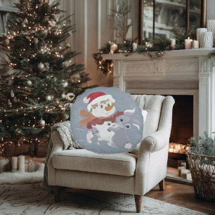 Merry christmas cute snowman Throw Pillow
