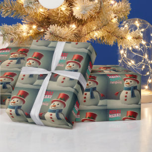 Merry Christmas Cute Snowman Wrapping Paper