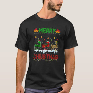 Merry Christmas Cute Unicorn Xmas Leopard Plaid Sa T-Shirt